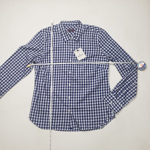 Untuckit Women's Belleza Checkered Shirt Cotton Blue & White Gingham — Pick Size - Picture 3 of 11